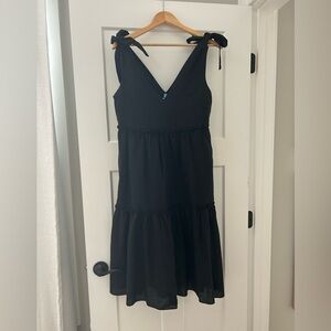 Black linen tie shoulder dress - Petal and Pup